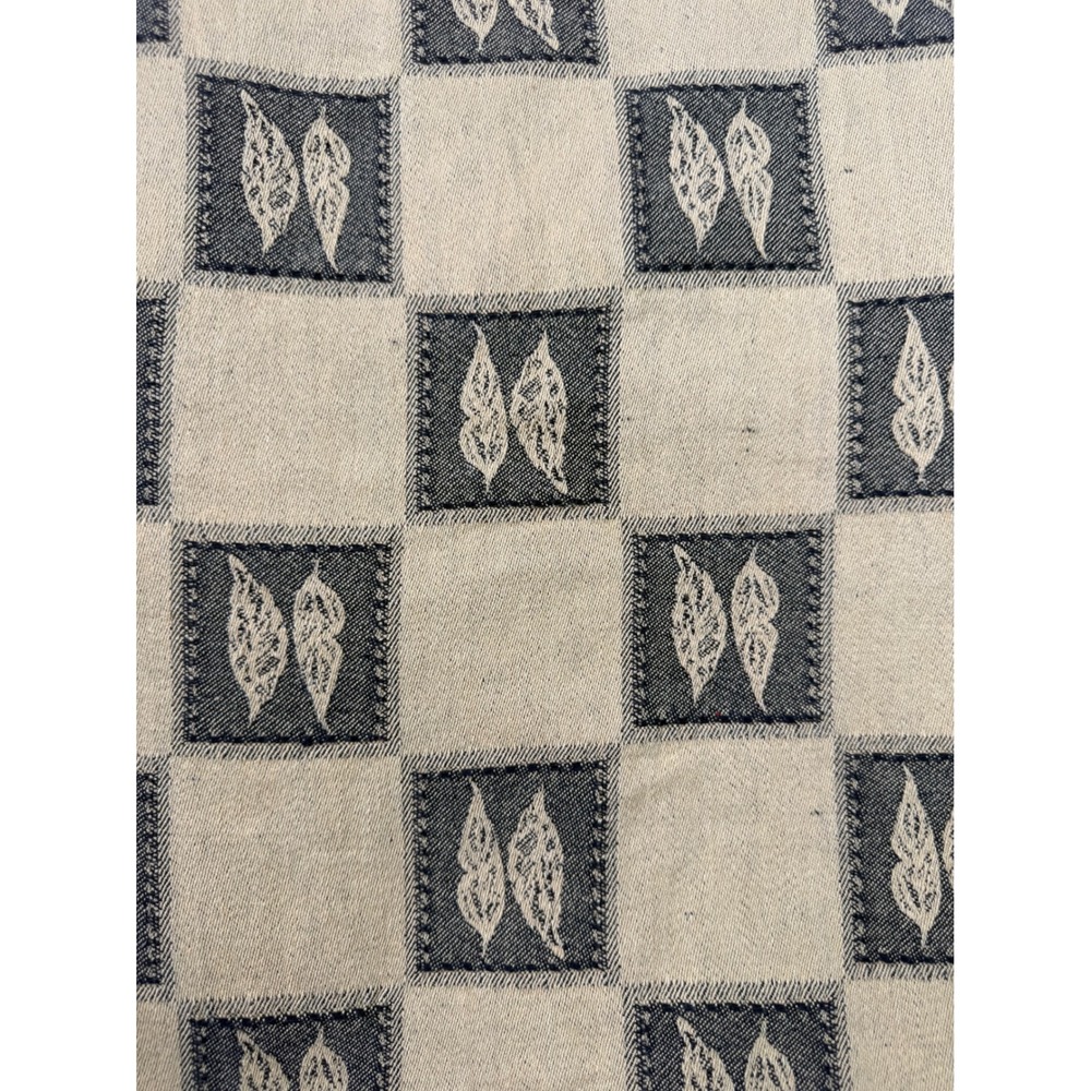 Boho Cotton Woven Jacquard Twin Blanket 56x92 Reversible Leaf Neutral Earthy